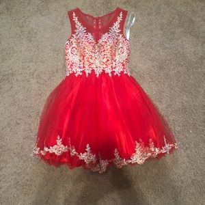 Red dress with gold detail
